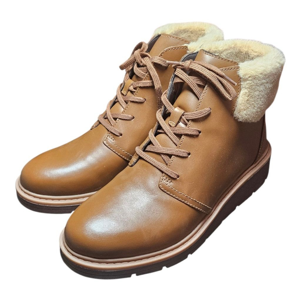 Clarks Brown Beige Fur Lined Winter Boots US Multiple Sizes - Picture 3 of 13
